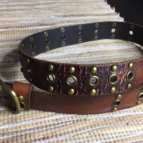 American Eagle Outfitters Accessories - Distressed brown leather belt with brass studs .